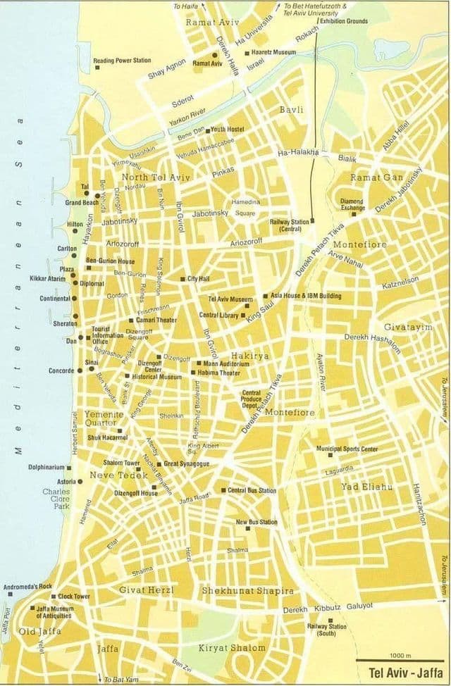 Tel Aviv mapa wycieczek pieszych