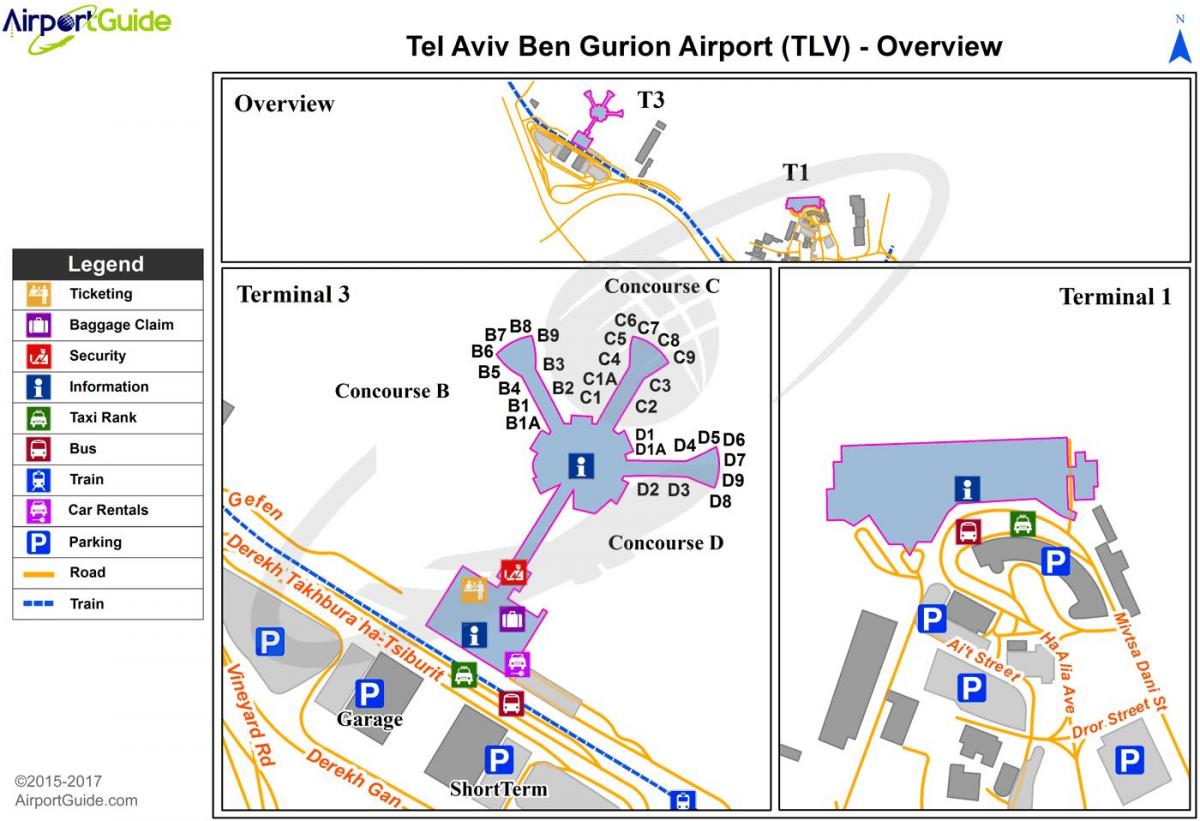 Mapa terminalu lotniska Tel Aviv