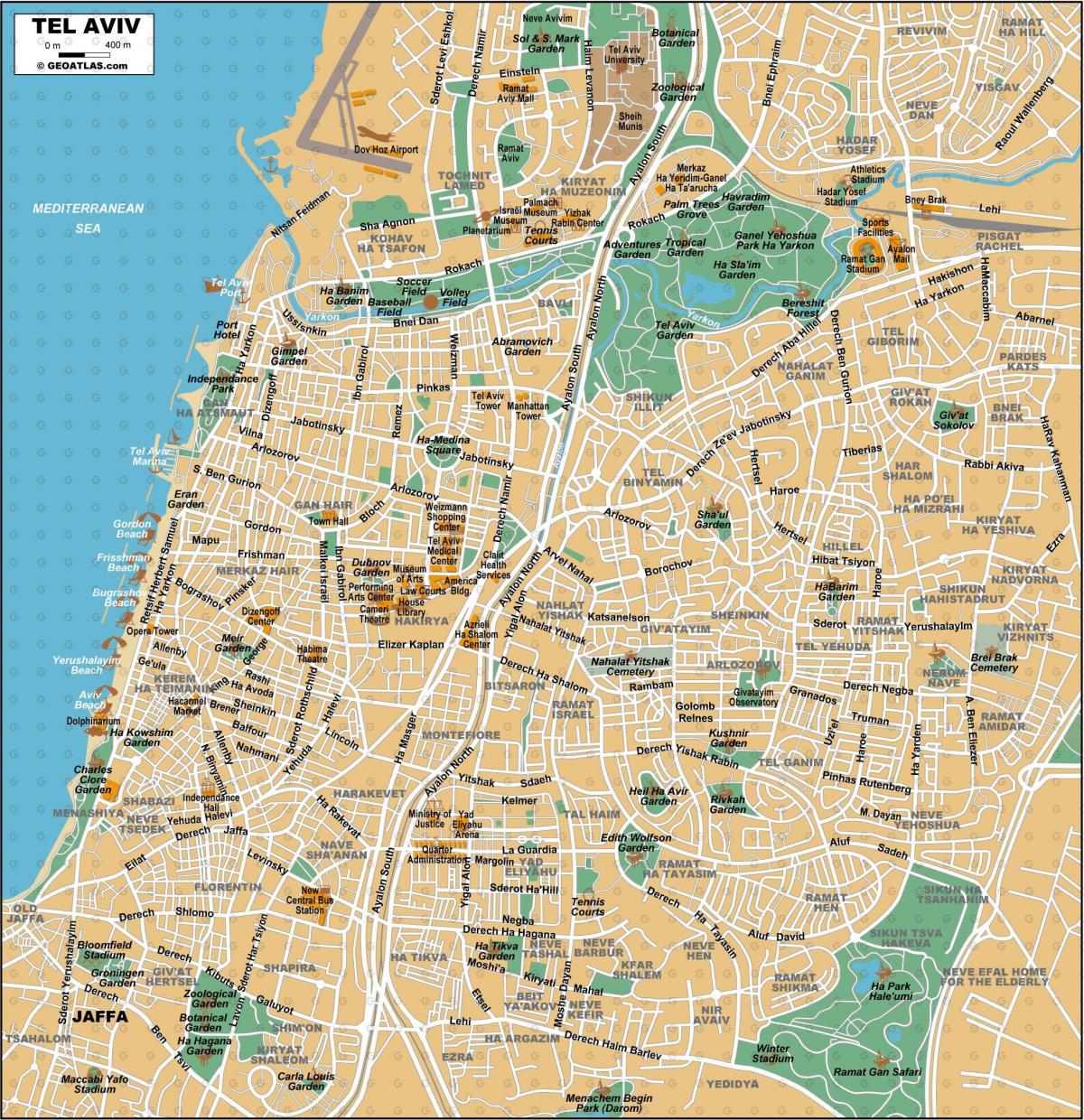 Tel Awiw mapa centrum miasta