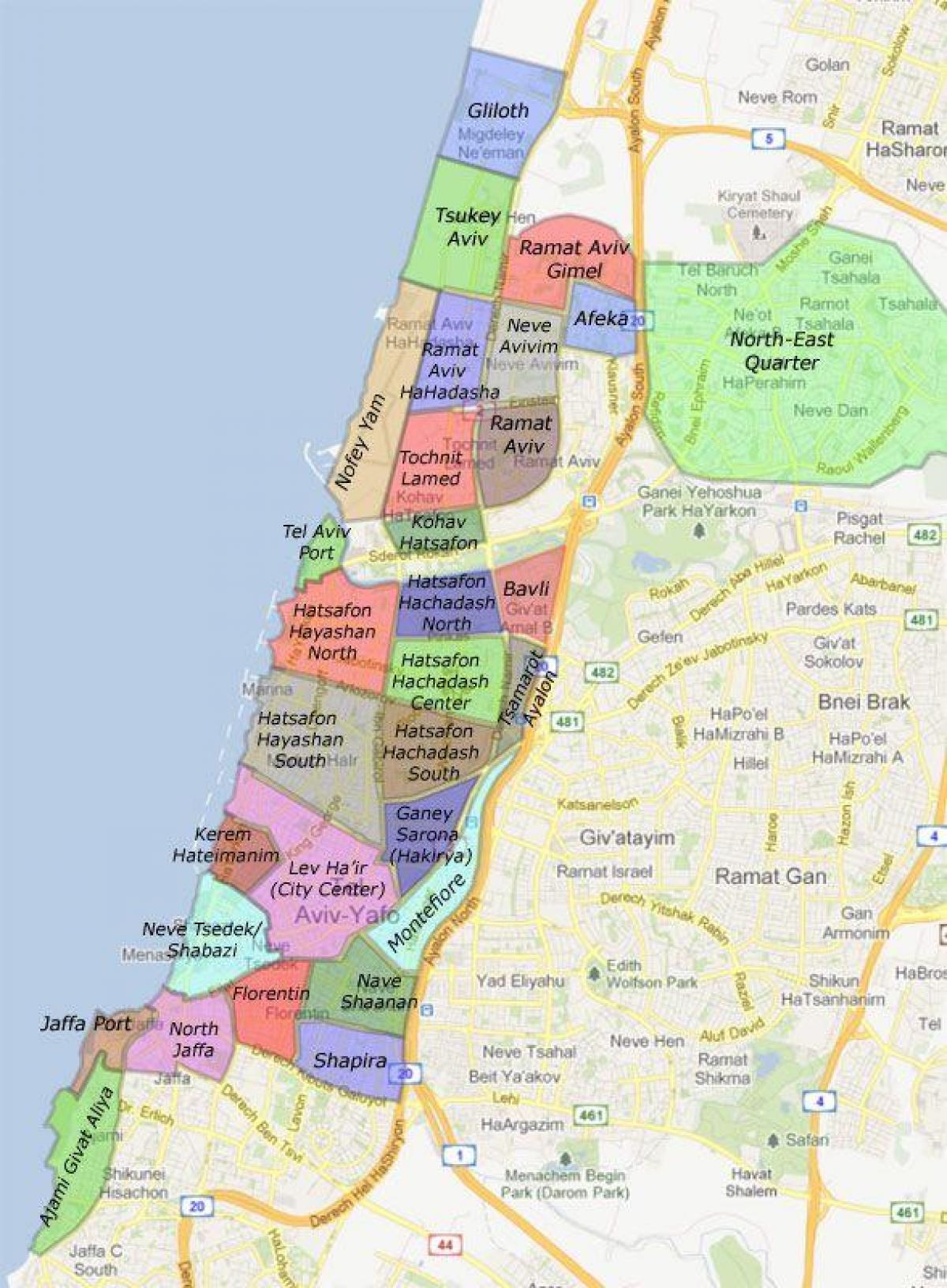 Mapa dzielnic Tel Awiwu