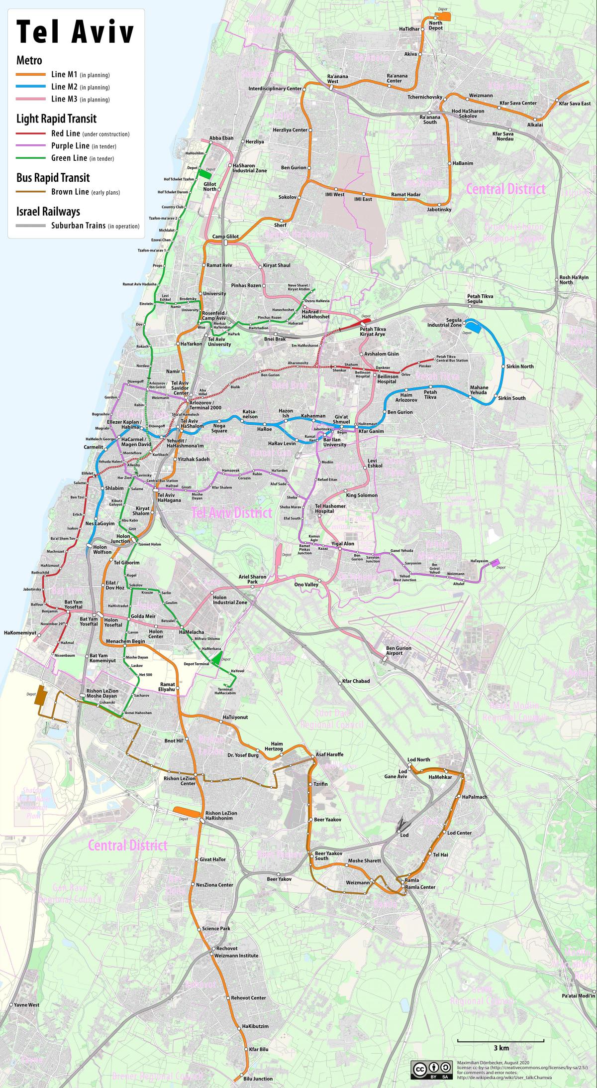 Mapa transportowa Tel Awiwu