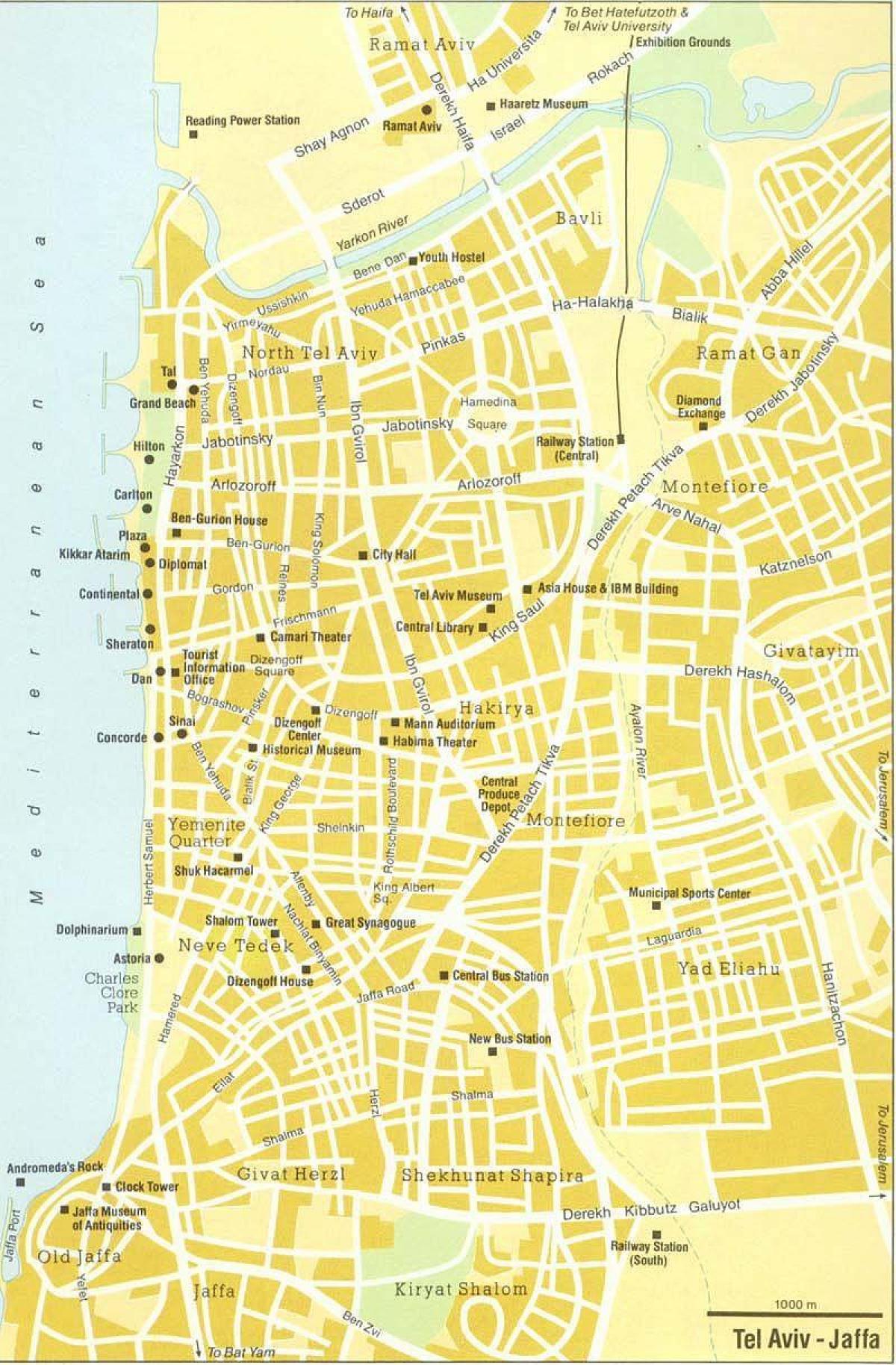 Tel Aviv mapa wycieczek pieszych